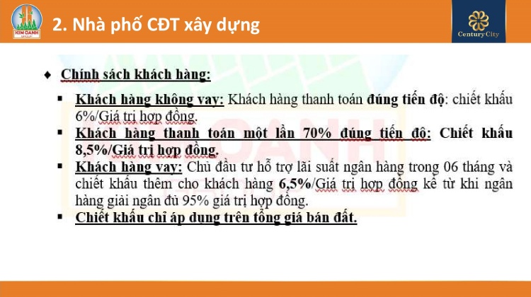 Nhà phố chủ đầu tư xây dựng: Chính sách khách hàng