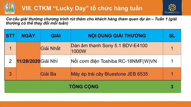 Chính sách Lucky Day tổ chức hàng tuần