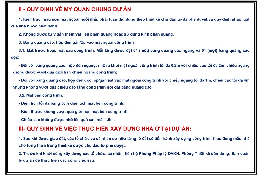 Quy định về mỹ quan chung dự án Century City tại xã Bình Sơn, huyện Long Thành