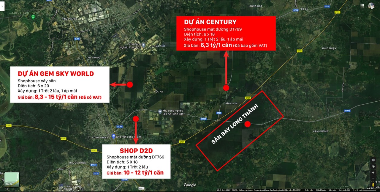 Tham khảo giá một số Shophouse xây sẵn tại Long Thành